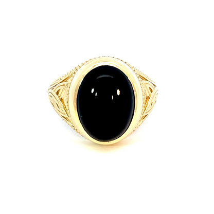 Elegant Gold Ring with Black Stone