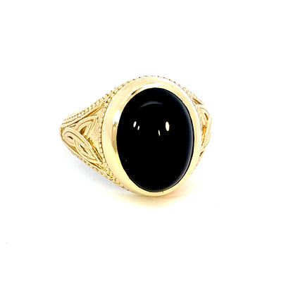 Elegant Gold Ring with Black Stone