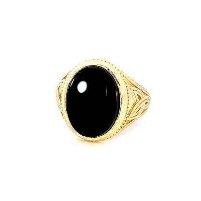 Elegant Gold Ring with Black Stone