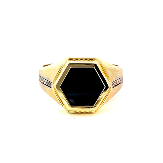 Elegant Gold Ring with Black Gem