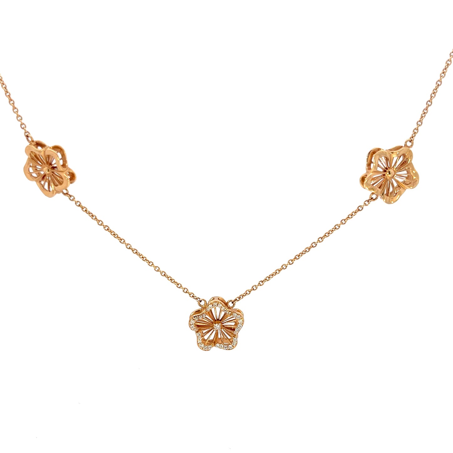 Elegant  Diamond Floral Necklace