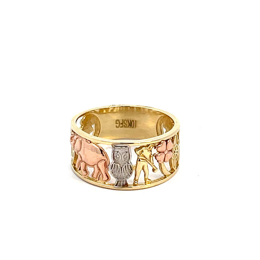 Elegant Three-Tone Gold Ring