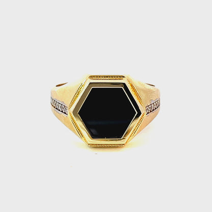 Elegant Gold Ring with Black Gem